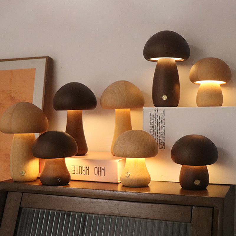 Vitrendo™ Kabellose LED Pilzlampe aus Holz